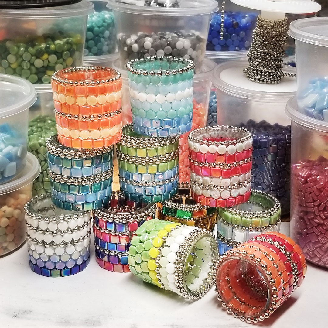 Mosaic Glass Votive Holders